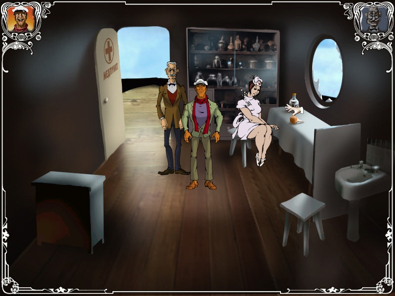 Симпатичная медстестра на теплоходе Урицкий Screenshot из игры Двенадцать стульев (локация - Медпункт на теплоходе)