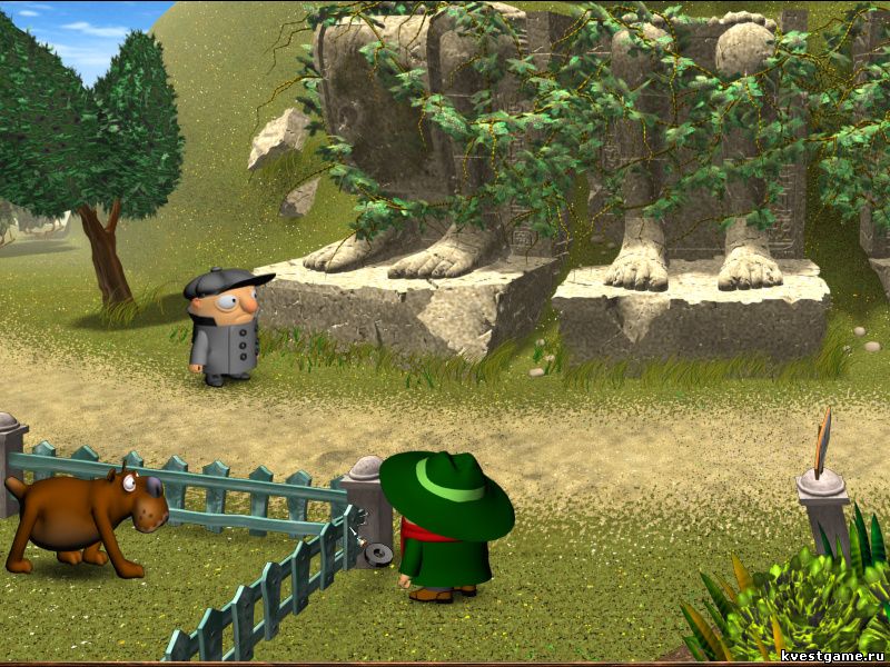 Как магнитом вытащить гвозди Screenshot из игры Братья Пилоты 3D-2. Тайны Клуба Собаководов - локация Парк (Статуи)