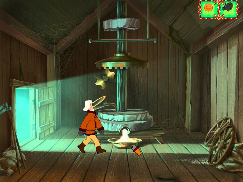 Screenshot из игры Иван Царевич и Серый волк - локация Мельница (уровень 2) Фрол готовит тесто, чтобы сломать мельницу