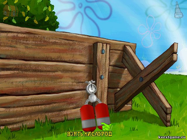 Баллоны с кислородом СпанчБоб нашел баллоны с кислородом (Spongebob Squarepants: Employee of the Month (уровень 3))