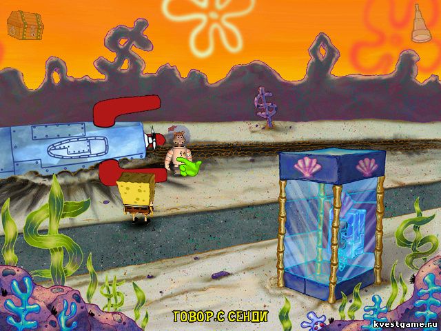 Место крушения ракеты Сенди Screenshot из игры Губка Боб: Работник месяца - Локация место посадки (уровень 4)