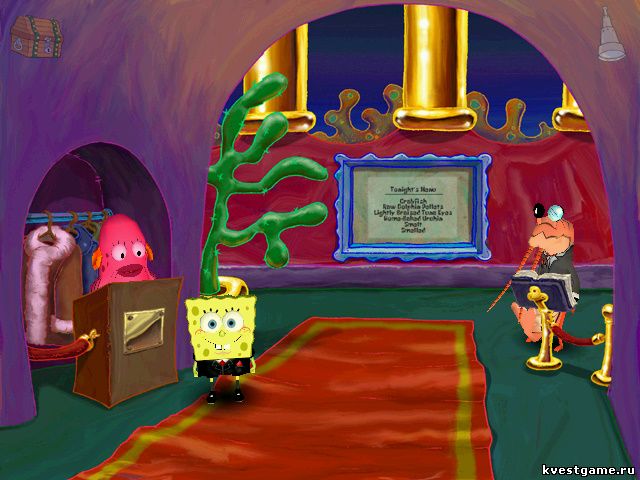 Губка Боб в пиджаке Губка Боб в ресторане Фальшивый шик (Spongebob Squarepants: Employee of the Month (уровень 4))